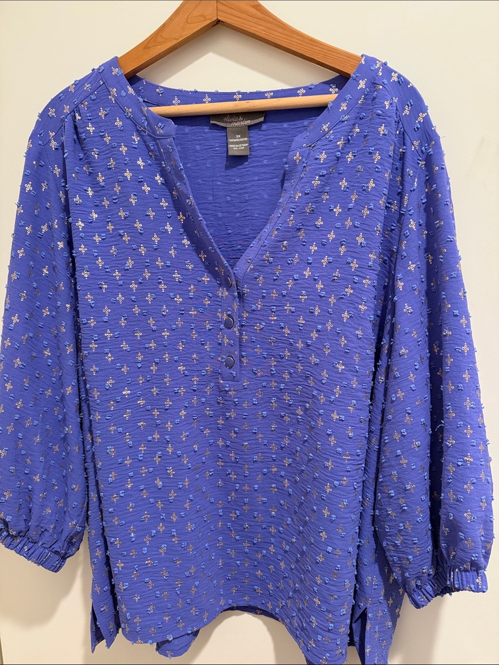 Relaxed Blue Floral Henley Tunic by Sonoma
